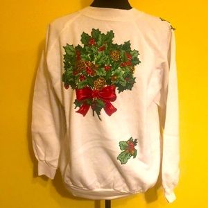 Poinsettia appliqué Christmas sweater